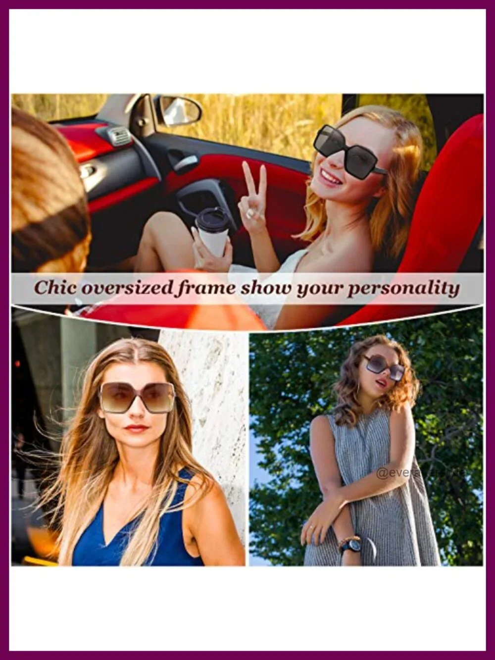 Oversized Square Sunglasses 3-Pack Retro Leopard Print Polycarbonate UV